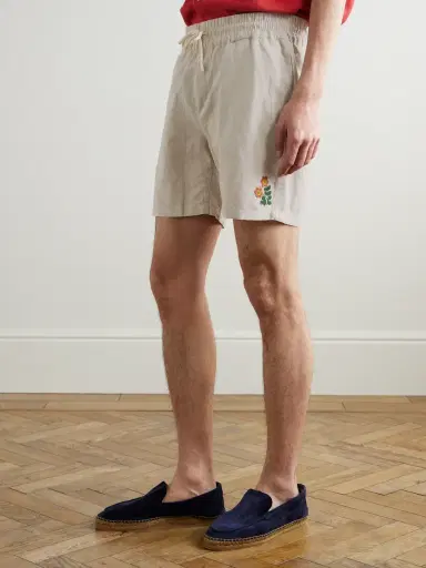 Portuguese Flannel Spring Straight-Leg Embroidered Linen and Cotton-Blend Shorts - Men | Thumbnail 3 Portuguese Flannel Spring Straight-Leg Embroidered Linen and Cotton-Blend Shorts - Men | Thumbnail 3