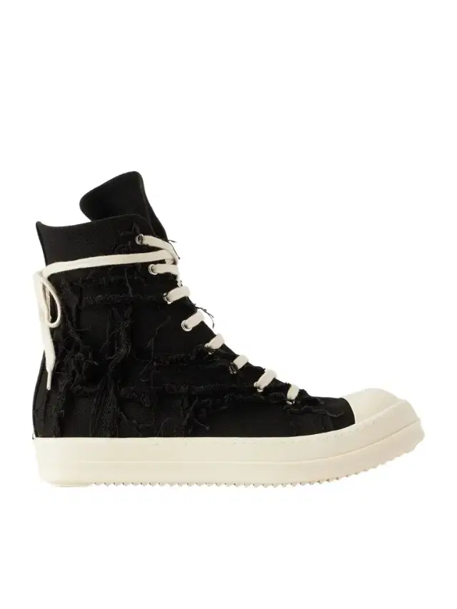 Frayed Denim High-Top Sneakers - Men