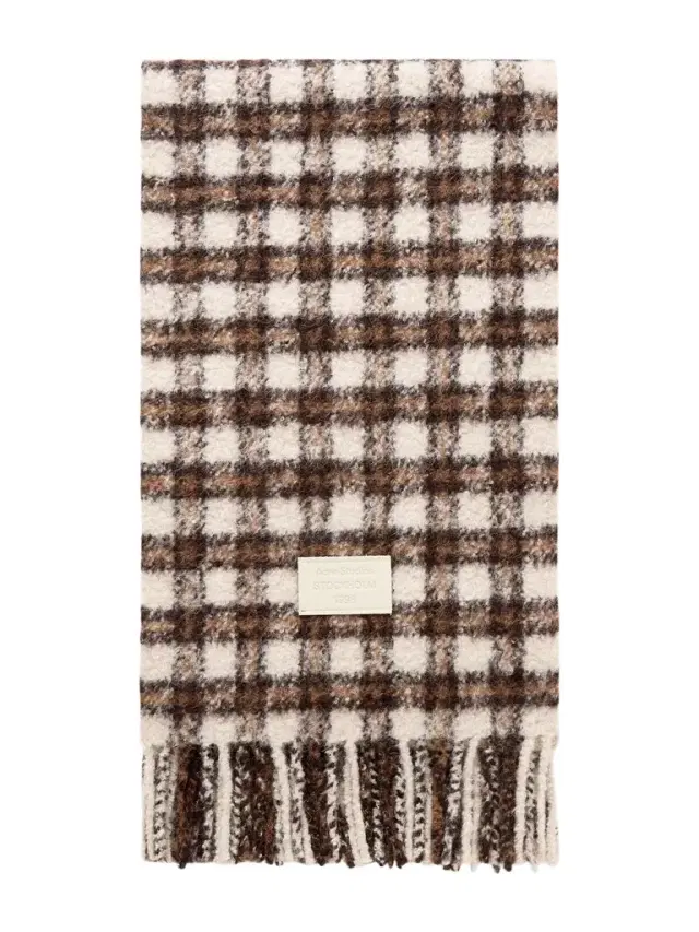Fringed Logo-Appliquéd Leather-Trimmed Knitted Scarf - Men