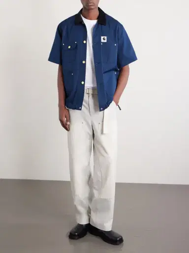 Sacai Carhartt WIP Logo-Appliquéd Corduroy-Trimmed Cotton-Canvas Shirt - Men | Thumbnail 2 Sacai Carhartt WIP Logo-Appliquéd Corduroy-Trimmed Cotton-Canvas Shirt - Men | Thumbnail 2