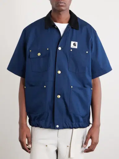Sacai Carhartt WIP Logo-Appliquéd Corduroy-Trimmed Cotton-Canvas Shirt - Men | Thumbnail 3 Sacai Carhartt WIP Logo-Appliquéd Corduroy-Trimmed Cotton-Canvas Shirt - Men | Thumbnail 3