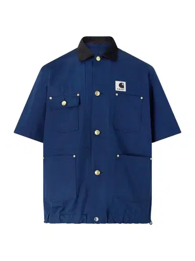 Sacai Carhartt WIP Logo-Appliquéd Corduroy-Trimmed Cotton-Canvas Shirt - Men | Thumbnail 1 Sacai Carhartt WIP Logo-Appliquéd Corduroy-Trimmed Cotton-Canvas Shirt - Men | Thumbnail 1