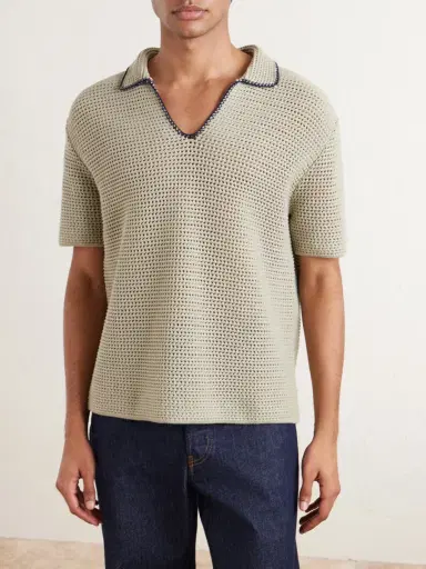 Orlebar Brown Crocheted Cotton Polo Shirt - Men | Thumbnail 3