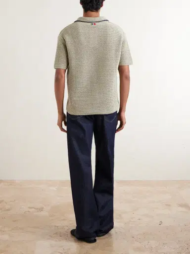 Orlebar Brown Crocheted Cotton Polo Shirt - Men | Thumbnail 4