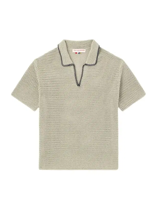 Crocheted Cotton Polo Shirt - Men