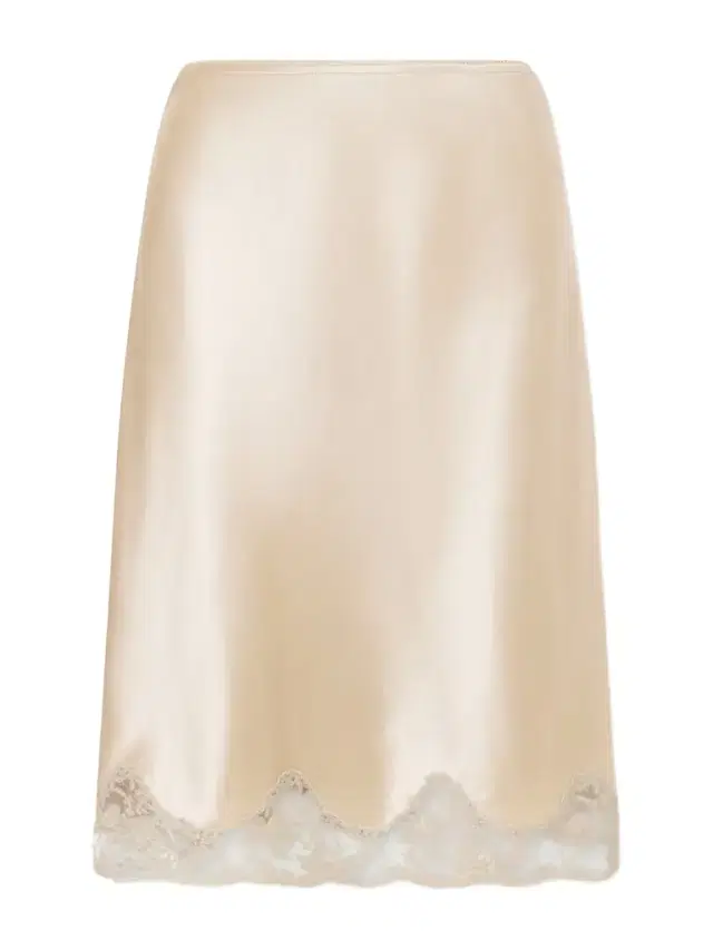 Lace-trimmed Silk-satin Skirt