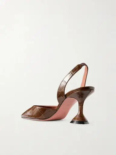 Amina Muaddi Holli Croc-effect Leather Slingback Pumps | Thumbnail 3 Amina Muaddi Holli Croc-effect Leather Slingback Pumps | Thumbnail 3