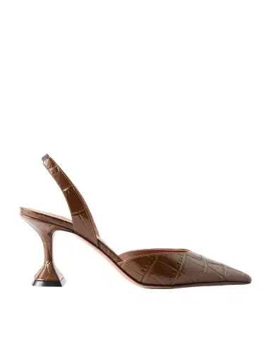 Amina Muaddi Holli Croc-effect Leather Slingback Pumps | Thumbnail 1 Amina Muaddi Holli Croc-effect Leather Slingback Pumps | Thumbnail 1