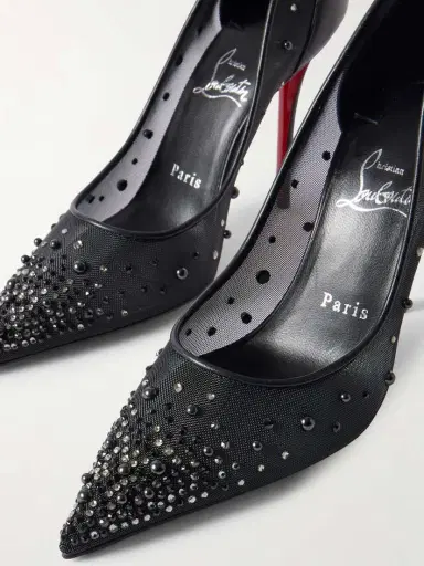 Christian Louboutin Miss Z Degrastrass Perla 100 Leather-trimmed Mesh Pumps | Thumbnail 4