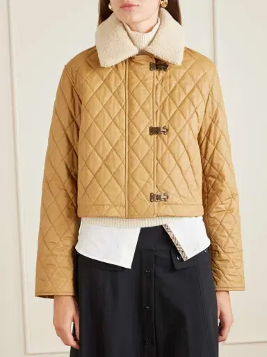 Burberry Cropped Shearling-trimmed Coated-cotton Jacket | Thumbnail 3 Burberry Cropped Shearling-trimmed Coated-cotton Jacket | Thumbnail 3