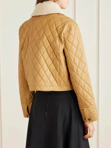 Burberry Cropped Shearling-trimmed Coated-cotton Jacket | Thumbnail 4 Burberry Cropped Shearling-trimmed Coated-cotton Jacket | Thumbnail 4