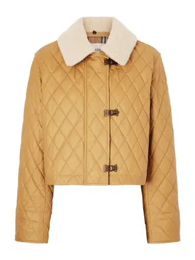 Burberry Cropped Shearling-trimmed Coated-cotton Jacket | Thumbnail 1 Burberry Cropped Shearling-trimmed Coated-cotton Jacket | Thumbnail 1