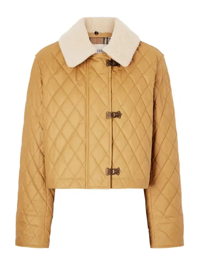 Cropped Shearling-trimmed Coated-cotton Jacket Cropped Shearling-trimmed Coated-cotton Jacket