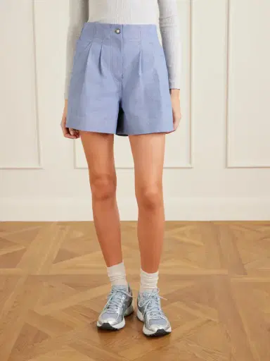 Moncler Grenoble Pleated Cotton-chambray Shorts | Thumbnail 3 Moncler Grenoble Pleated Cotton-chambray Shorts | Thumbnail 3