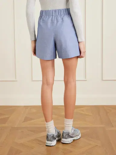 Moncler Grenoble Pleated Cotton-chambray Shorts | Thumbnail 4 Moncler Grenoble Pleated Cotton-chambray Shorts | Thumbnail 4