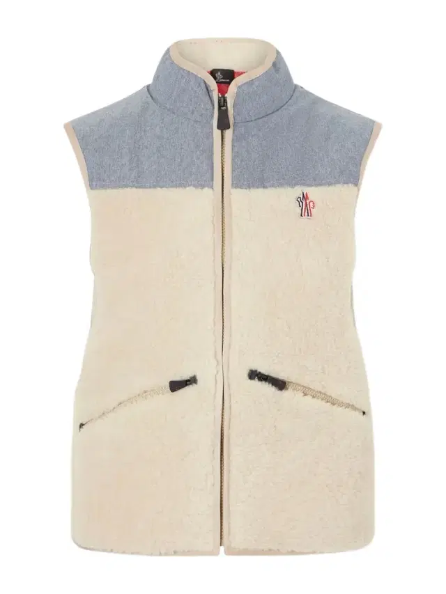 Moncler Grenoble Embroidered Cotton-blend And Shell-trimmed Plush Vest