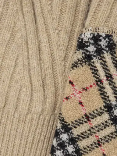 Burberry Checked Bouclé-trimmed Ribbed Wool And Cashmere-blend Hoodie | Thumbnail 4 Burberry Checked Bouclé-trimmed Ribbed Wool And Cashmere-blend Hoodie | Thumbnail 4