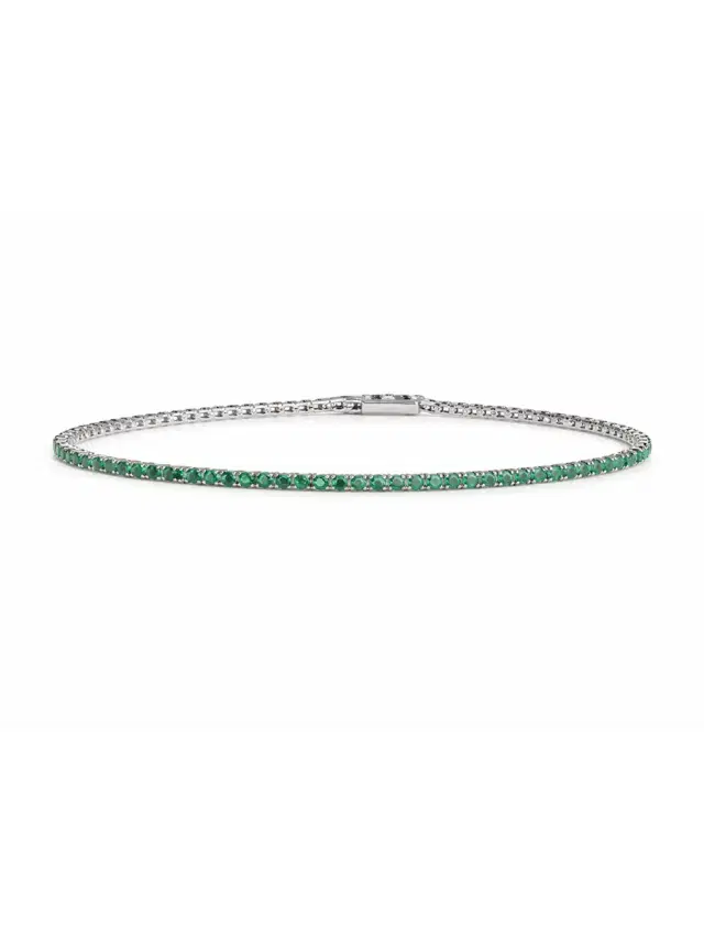 Wish Fine Jewelry 2.93ct Emerald 18K Gold Tennis Bracelet