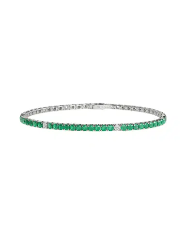 Wish Fine Jewelry 4.15ct Emerald Diamond 18K Gold Tennis Bracelet | Thumbnail 1