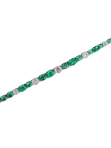 Wish Fine Jewelry 5.45ct Emerald Diamond 18K Gold Tennis Bracelet | Thumbnail 2