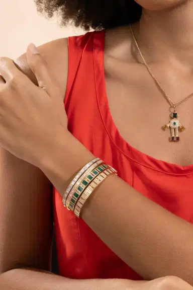 Sorellina Sapphire Diamond Bangle Bracelet | Thumbnail 4