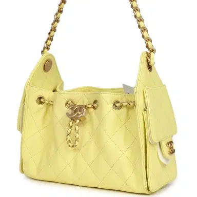 Chanel Chanel Mini 25 Hobo Bag Light Yellow Caviar Antique Gold Hardware | Thumbnail 3 Chanel Chanel Mini 25 Hobo Bag Light Yellow Caviar Antique Gold Hardware | Thumbnail 3