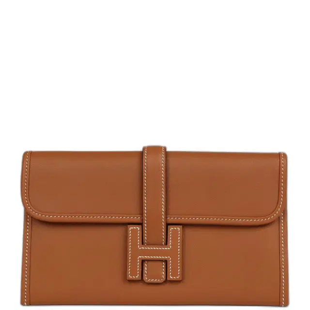 HERMÈS Hermes Jige Duo Clutch Gold Swift Palladium Hardware