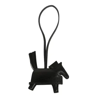 HERMÈS Hermes Rodeo Rock Bag Charm PM Black Shiny Varaus Niloticus Lizard and Milo Lambskin Palladium Hardware | Thumbnail 2 HERMÈS Hermes Rodeo Rock Bag Charm PM Black Shiny Varaus Niloticus Lizard and Milo Lambskin Palladium Hardware | Thumbnail 2