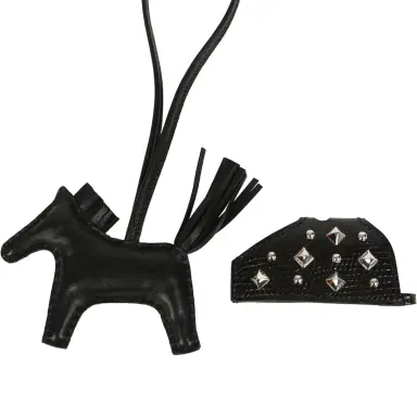 HERMÈS Hermes Rodeo Rock Bag Charm PM Black Shiny Varaus Niloticus Lizard and Milo Lambskin Palladium Hardware | Thumbnail 3 HERMÈS Hermes Rodeo Rock Bag Charm PM Black Shiny Varaus Niloticus Lizard and Milo Lambskin Palladium Hardware | Thumbnail 3