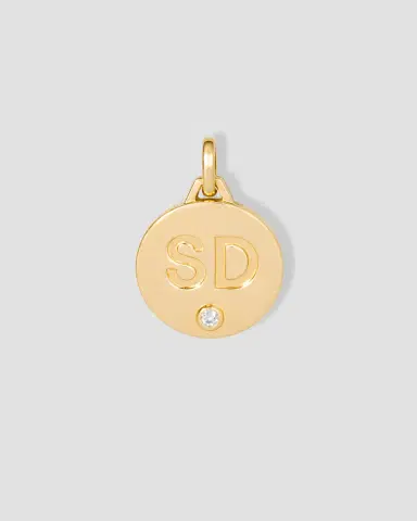 Jennifer Fisher Personalized Small Circle with Diamond in 18K Yellow Gold | Thumbnail 2