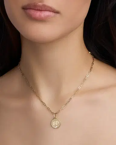 Jennifer Fisher Personalized Small Circle with Diamond in 18K Yellow Gold | Thumbnail 1