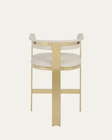 Interlude Home Darla Brass & Leather Counter Stool, 26" | Thumbnail 2