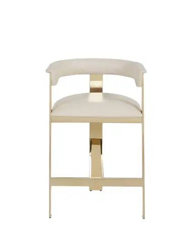 Interlude Home Darla Brass & Leather Counter Stool, 26" | Thumbnail 1