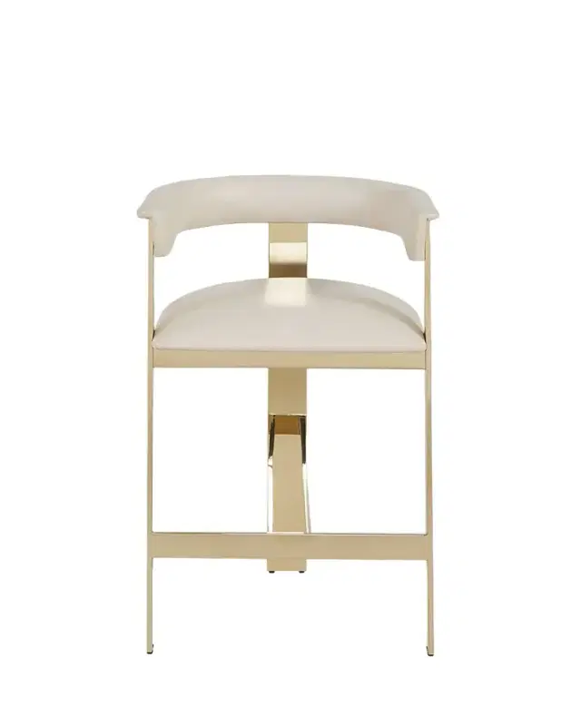 Interlude Home Darla Brass & Leather Counter Stool, 26"