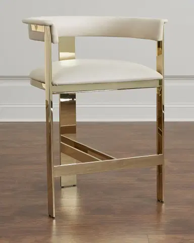 Interlude Home Darla Brass & Leather Bar Stool, 30" | Thumbnail 2