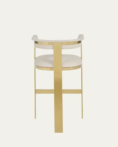 Interlude Home Darla Brass & Leather Bar Stool, 30" | Thumbnail 3