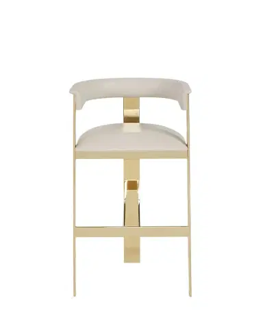 Interlude Home Darla Brass & Leather Bar Stool, 30" | Thumbnail 1