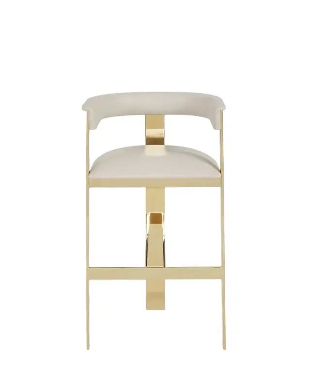 Interlude Home Darla Brass & Leather Bar Stool, 30"