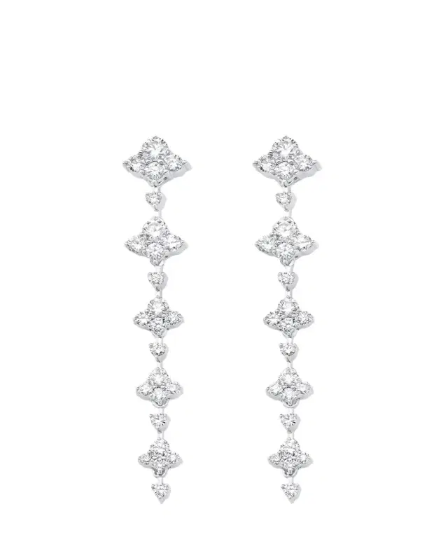 Sara Weinstock 18K White Gold Dujour Five Diamond Dangle Earrings