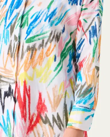 Akris punto Scribble-Print Cotton Poplin Tunic Blouse | Thumbnail 5
