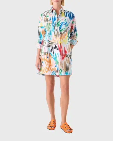 Akris punto Scribble-Print Cotton Poplin Tunic Blouse | Thumbnail 6