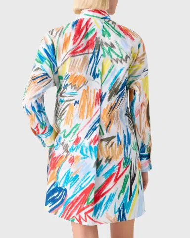 Akris punto Scribble-Print Cotton Poplin Tunic Blouse | Thumbnail 7