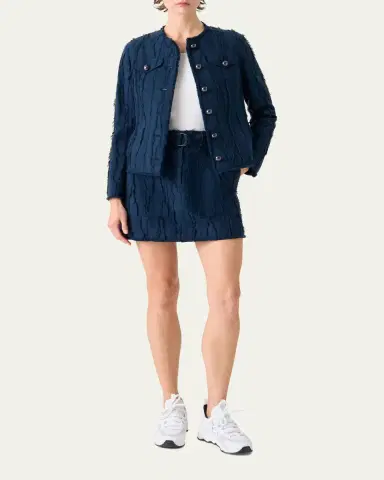 Akris punto Fringed Wave Cotton Jacquard Jacket | Thumbnail 2 Akris punto Fringed Wave Cotton Jacquard Jacket | Thumbnail 2