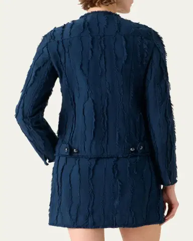 Akris punto Fringed Wave Cotton Jacquard Jacket | Thumbnail 3 Akris punto Fringed Wave Cotton Jacquard Jacket | Thumbnail 3