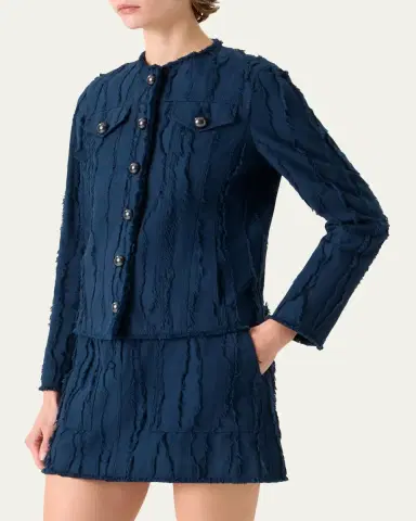 Akris punto Fringed Wave Cotton Jacquard Jacket | Thumbnail 4 Akris punto Fringed Wave Cotton Jacquard Jacket | Thumbnail 4