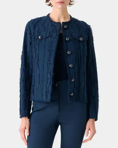 Akris punto Fringed Wave Cotton Jacquard Jacket | Thumbnail 8 Akris punto Fringed Wave Cotton Jacquard Jacket | Thumbnail 8
