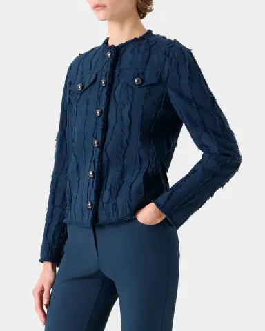 Akris punto Fringed Wave Cotton Jacquard Jacket | Thumbnail 10 Akris punto Fringed Wave Cotton Jacquard Jacket | Thumbnail 10