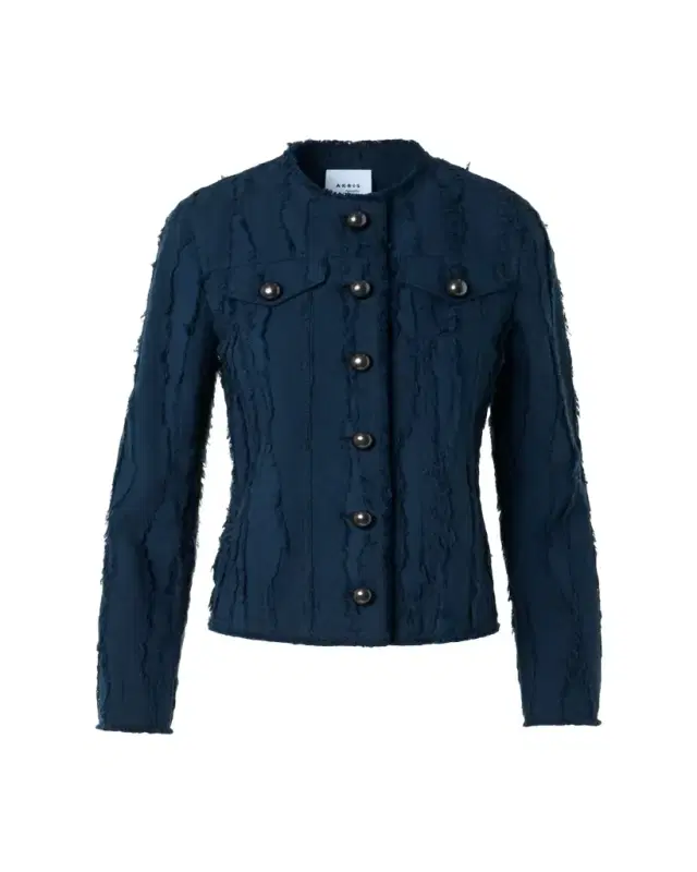 Akris punto Fringed Wave Cotton Jacquard Jacket