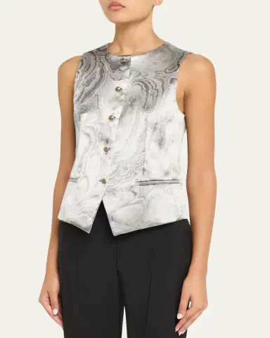 Giorgio Armani Watercolor-Print Slim Waistcoat | Thumbnail 4