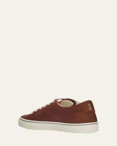 Brunello Cucinelli Men's Leather Foiled Logo Low-Top Sneakers | Thumbnail 2 Brunello Cucinelli Men's Leather Foiled Logo Low-Top Sneakers | Thumbnail 2
